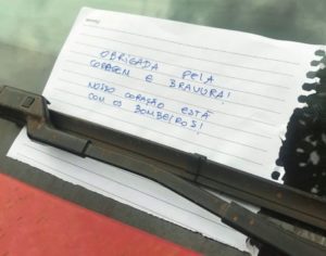 Bilhete de gratidão emocionou bombeiro do Paraná em Brumadinho