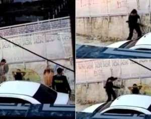 Vídeo mostra policial chicoteando mulher ajoelhada no meio da rua