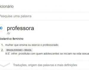 Pesquisa do Google define professora como ‘prostituta’