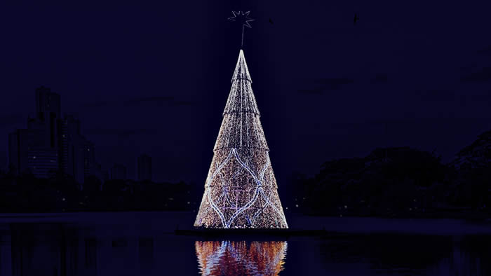 Prefeitura faz primeiro teste com árvore de Natal flutuante no Lago Igapó - Tem Londrina Prefeitura faz primeiro teste com árvore de Natal flutuante no Lago Igapó - Tem Londrina