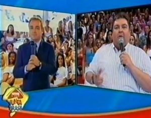 Gugu e Faustão interagiram ao vivo no auge da guerra por audiência; assista