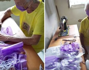 Idosa de 87 anos faz máscaras de proteção e distribui gratuitamente; assista