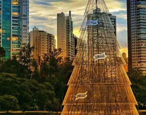 Árvore de Natal do Igapó tem dizeres de ‘paz, amor, união e força’