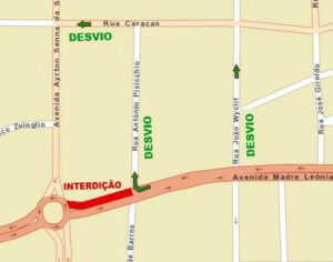 Trecho da Avenida Madre Leônia será interditado neste domingo