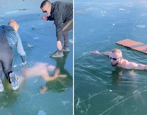 Que desespero! Atleta mergulha em lago congelado e não consegue sair; assista