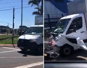 Vídeo mostra trem atingindo caminhão em Arapongas; assista