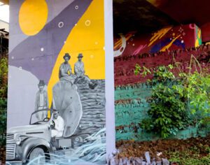 Viaduto ganha grafitagem com homenagem à história de Londrina