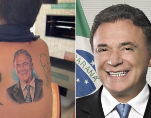 Senador Jorge Kajuru tatua o rosto de Alvaro Dias nas costas; veja vídeo