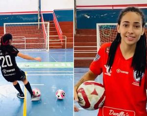 Goleira do Londrina Futsal viraliza com vídeos na web: ‘Encorajar meninas’