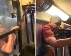 Vídeo: homem se pendura em janela de ônibus após flagrar mulher com outro