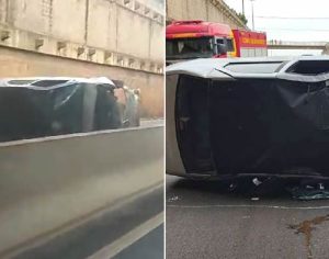 Motorista fica ferido após capotar carro na PR-445 em Londrina