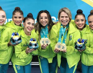 Com londrinenses, Brasil conquista ouro na Ginástica Rítmica no Pan