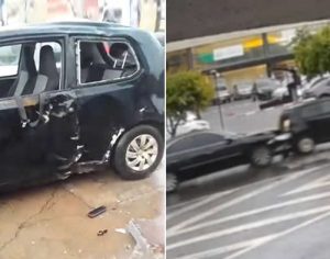 Vídeo: Mulher atinge carro do ex e outros veículos no Centro de Londrina