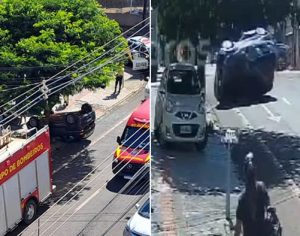 Vídeo: Carro é atingido por outro veículo e capota no Centro de Londrina