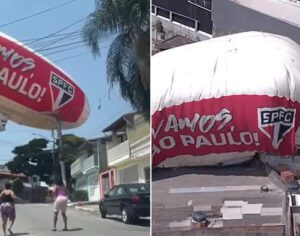 VÍDEO: dirigível contratado pelo time do São Paulo cai sobre casa