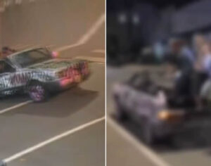 Jovens fazem arruaça com carro cortado e batem veículo em Londrina