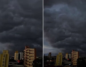 Vídeo: morador registra imagens sinistras do céu chuvoso em Londrina