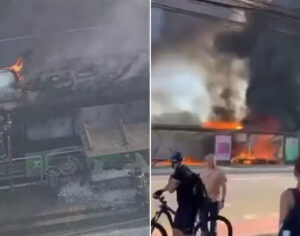Avião de pequeno porte cai em avenida e atinge ônibus em São Paulo; vídeo