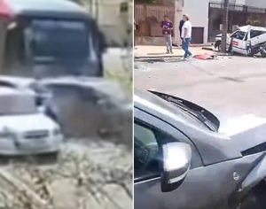 Ônibus atinge diversos carros estacionados em avenida de Londrina; vídeo