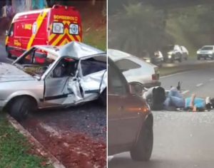 Grave acidente deixa feridos e bloqueia trânsito na Dez de Dezembro